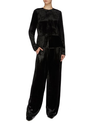 Figure View - Click To Enlarge - MS MIN - Velvet wide leg pants