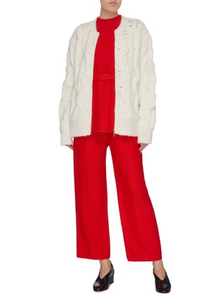 Figure View - Click To Enlarge - MS MIN - Mix knit zip cardigan