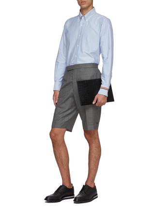 Figure View - Click To Enlarge - THOM BROWNE - Waist tab wool shorts