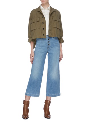 Figure View - Click To Enlarge - FRAME - 'Ali' cropped wide leg jeans