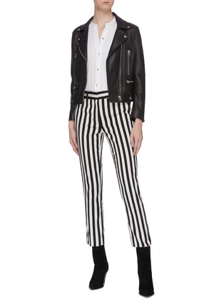 Figure View - Click To Enlarge - FRAME - Belted stripe cropped pants