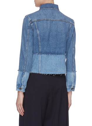 Back View - Click To Enlarge - FRAME - 'Le Original' raw edge colourblock cropped denim jacket