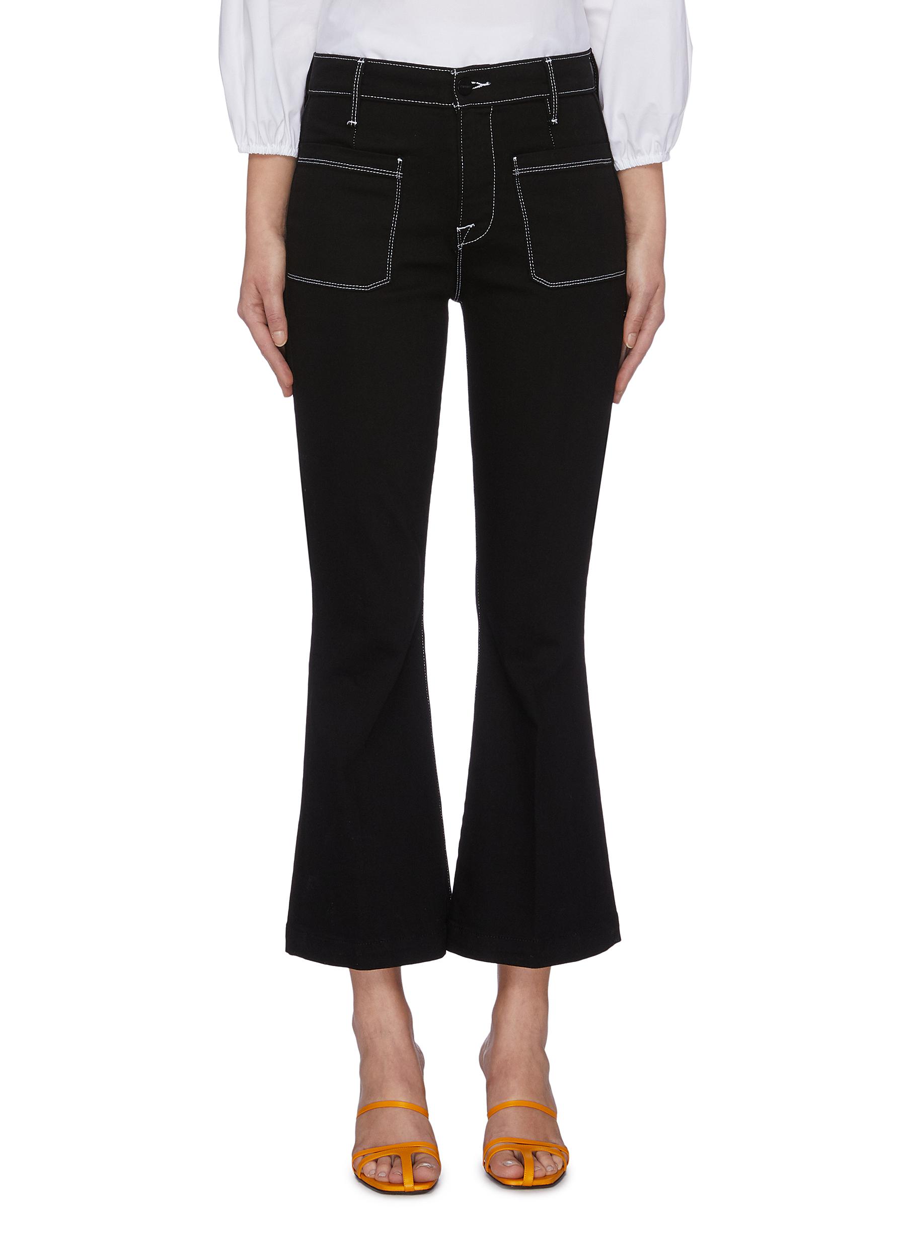 Bardot contrast stitching flared jeans by Frame Denim