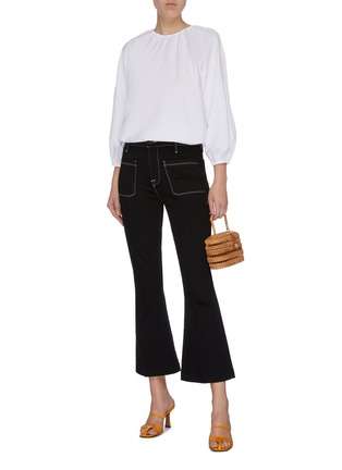 Figure View - Click To Enlarge - FRAME - 'Bardot' contrast stitching flared jeans