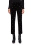 Main View - Click To Enlarge - FRAME - Heart embroidered cropped velvet pants