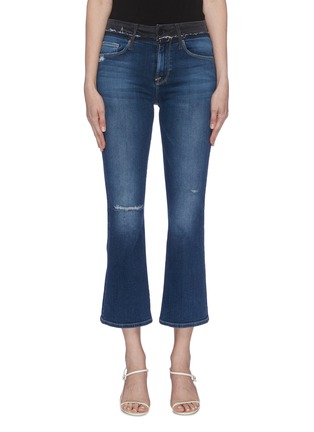 Main View - Click To Enlarge - FRAME - 'Le Crop Mini Boot' contrast waist flared jeans