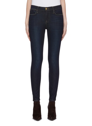 Main View - Click To Enlarge - FRAME - 'Le High Skinny' staggered cuff jeans