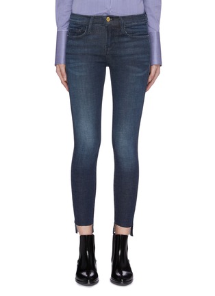 Main View - Click To Enlarge - FRAME - 'Le Skinny de Jeanne' frayed staggered cuff jeans