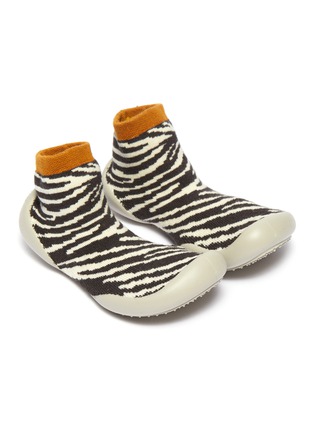 Figure View - Click To Enlarge - COLLÉGIEN - Zebra stripe intarsia toddler sock knit sneakers