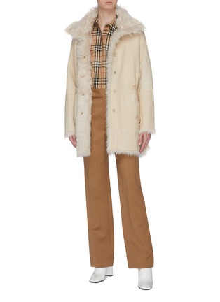 Figure View - Click To Enlarge - YVES SALOMON - Reversible lambskin shearling coat