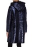 Back View - Click To Enlarge - YVES SALOMON - Merino wool collar cracked metallic lambskin leather coat