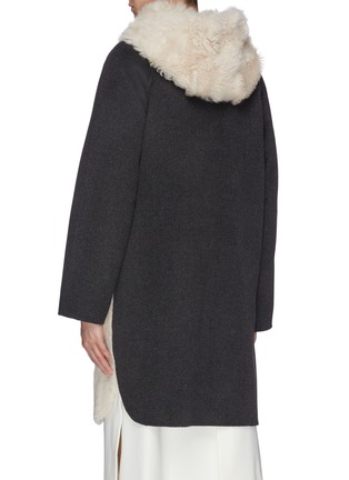 Back View - Click To Enlarge - YVES SALOMON - Hooded patch pocket lambskin shearling wool-cashmere knit coat
