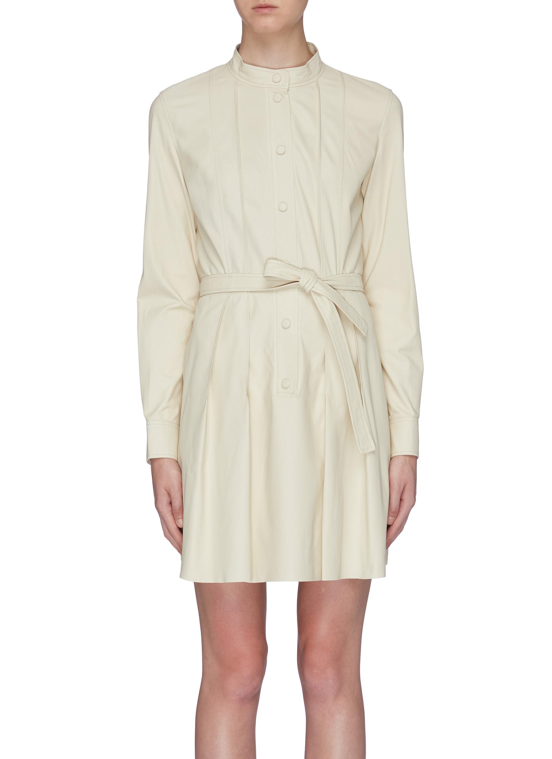 Belted lambskin leather dress by Yves Salomon | Coshio Online Shop