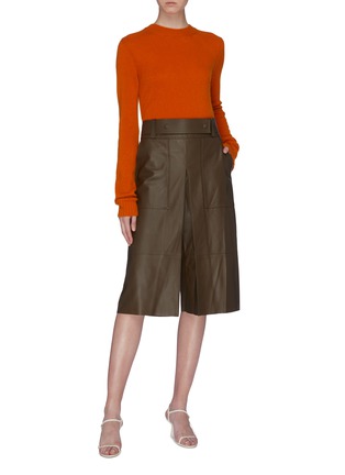 Figure View - Click To Enlarge - YVES SALOMON - Pussybow lambskin leather culottes