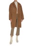 Figure View - Click To Enlarge - YVES SALOMON - Double breasted merino wool lambskin leather coat