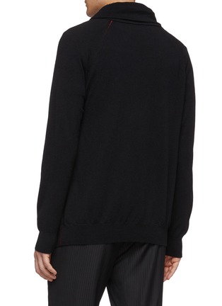 Back View - Click To Enlarge - ALEXANDER MCQUEEN - Shawl lapel logo embroidered cashmere cardigan