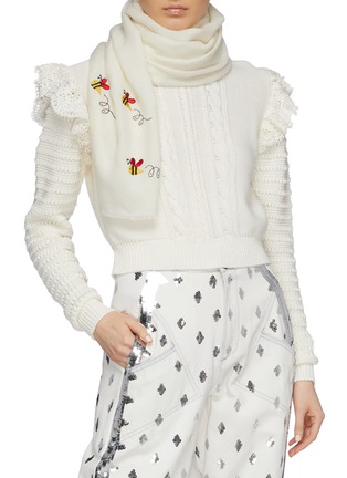 Figure View - Click To Enlarge - JANAVI - 'Bee Fun' embroidered Merino wool scarf