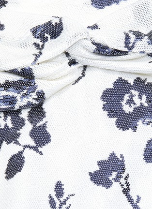 Detail View - Click To Enlarge - SELF-PORTRAIT - Twist waist floral sequin A-line midi skirt