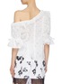 Back View - Click To Enlarge - SELF-PORTRAIT - Bow cuff ruffle leaf broderie anglaise one-shoulder top