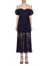 Main View - Click To Enlarge - SELF-PORTRAIT - Pleated chantilly lace off-shoulder dress