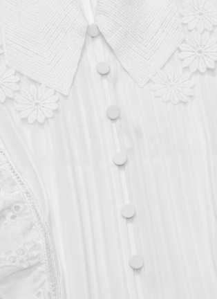 Detail View - Click To Enlarge - SELF-PORTRAIT - Pleated bib ruffle leaf broderie anglaise mini dress