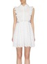 Main View - Click To Enlarge - SELF-PORTRAIT - Pleated bib ruffle leaf broderie anglaise mini dress