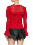 Back View - Click To Enlarge - SELF-PORTRAIT - Puff sleeve ruffle yoke pointelle knit top