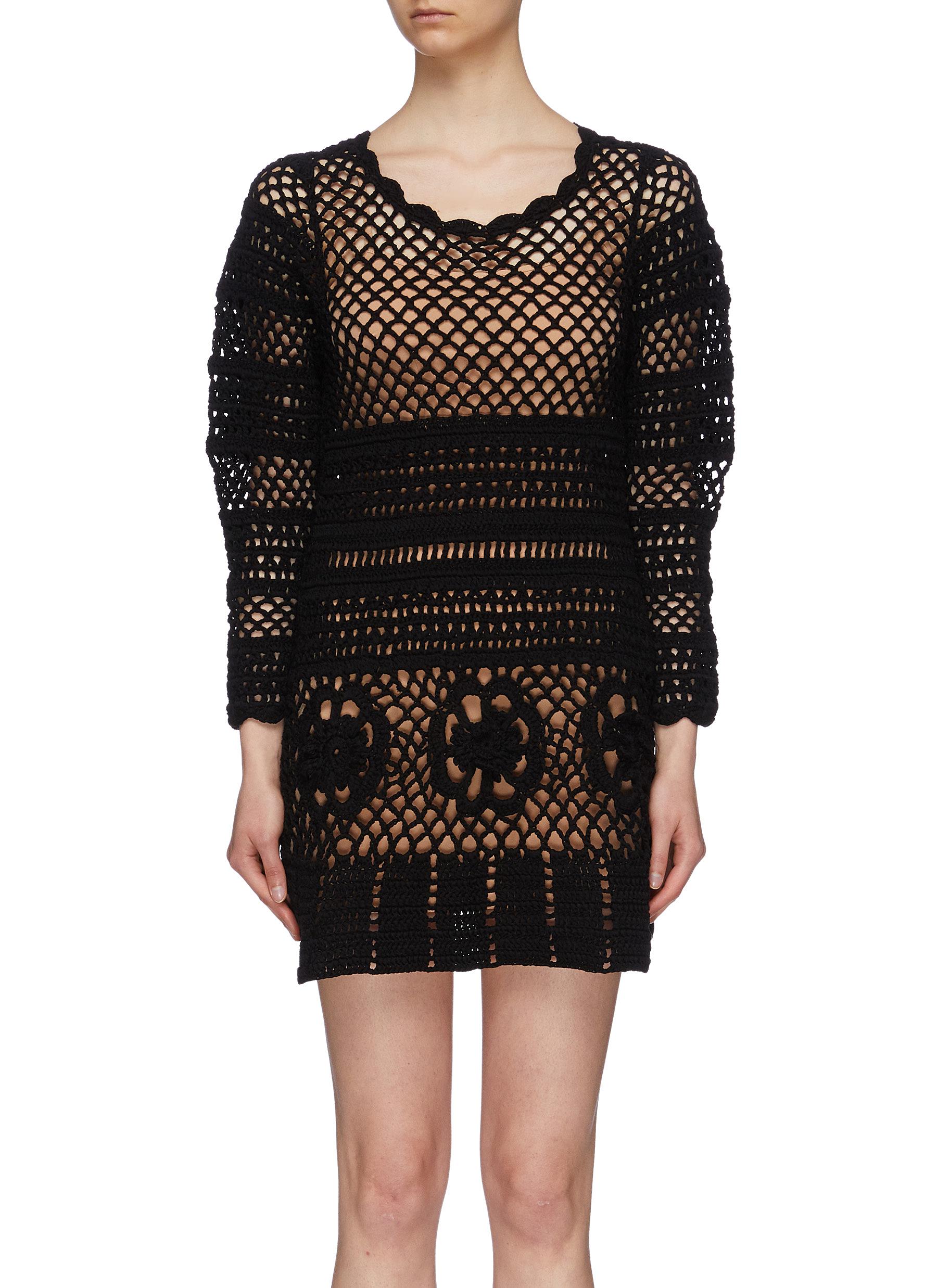 Crochet knit tunic dress by Self-Portrait