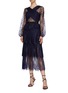 Figure View - Click To Enlarge - SELF-PORTRAIT - Cross front Chantilly lace tiered midi dress
