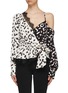 Main View - Click To Enlarge - SELF-PORTRAIT - Lace trim leopard print one-shoulder mock wrap top