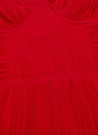 Detail View - Click To Enlarge - SELF-PORTRAIT - Tie back lace hem pleated chiffon off-shoulder mini dress