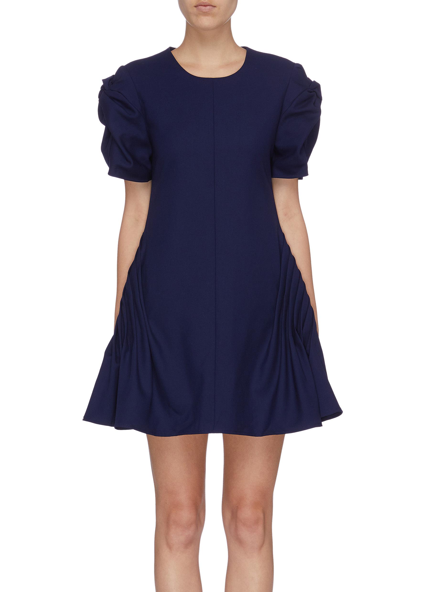 Prove Them Wrong puff sleeve pleated flared wool dress by Maggie Marilyn
