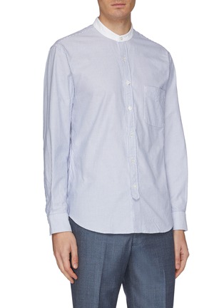Front View - Click To Enlarge - TOMORROWLAND - Mandarin collar stripe Oxford shirt