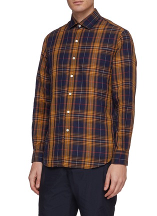 Front View - Click To Enlarge - TOMORROWLAND - Check plaid cotton-linen shirt