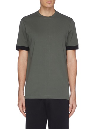 Main View - Click To Enlarge - THEORY - 'Ace' colourblock cuff T-shirt