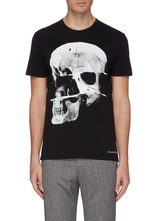 Main View - Click To Enlarge - ALEXANDER MCQUEEN - Torn skull print T-shirt