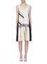 Main View - Click To Enlarge - COMME MOI - Lace trim colourblock variegated stripe patchwork dress