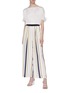 Figure View - Click To Enlarge - COMME MOI - Variegated stripe wide leg pants