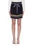 Main View - Click To Enlarge - COMME MOI - Belted tribal embroidered paperbag shorts