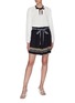 Figure View - Click To Enlarge - COMME MOI - Belted tribal embroidered paperbag shorts