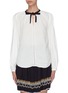 Main View - Click To Enlarge - COMME MOI - Cutout scallop trim pussybow blouse
