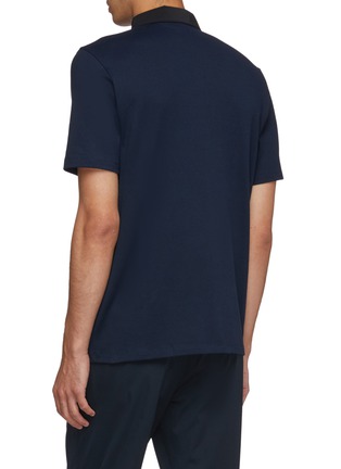 Back View - Click To Enlarge - THEORY - Contrast collar Pima cotton polo shirt
