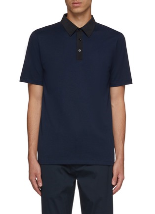 Main View - Click To Enlarge - THEORY - Contrast collar Pima cotton polo shirt