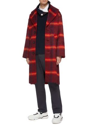 Figure View - Click To Enlarge - 8ON8 - Check plaid melton coat