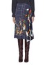 Main View - Click To Enlarge - CÉDRIC CHARLIER - Grid graphic print pleated drape midi skirt