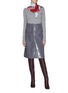 Figure View - Click To Enlarge - CÉDRIC CHARLIER - Check plaid print vinyl midi skirt