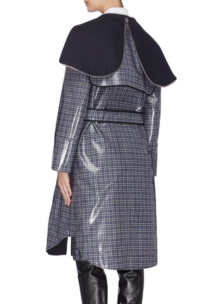 Back View - Click To Enlarge - CÉDRIC CHARLIER - Check plaid panelled vinyl zip trenchcoat