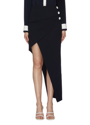 Main View - Click To Enlarge - COMME MOI - Button side tiered asymmetric skirt