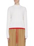Main View - Click To Enlarge - COMME MOI - Contrast drawstring rib knit turtleneck hem sweater