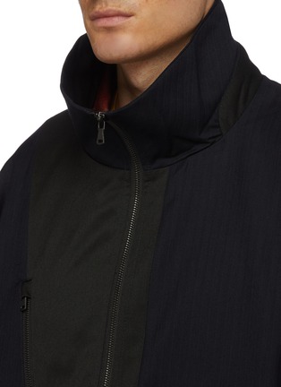Detail View - Click To Enlarge - INDICE STUDIO - Detachable hood colourblock pinstripe jacket